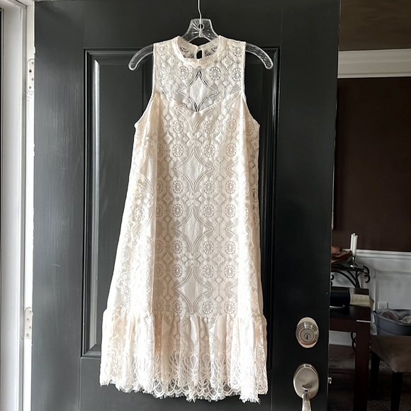 Anthropologie Floreat Manon Ivory Lace Sleeveless A-Line Dress Size 2 - Picture 2 of 13